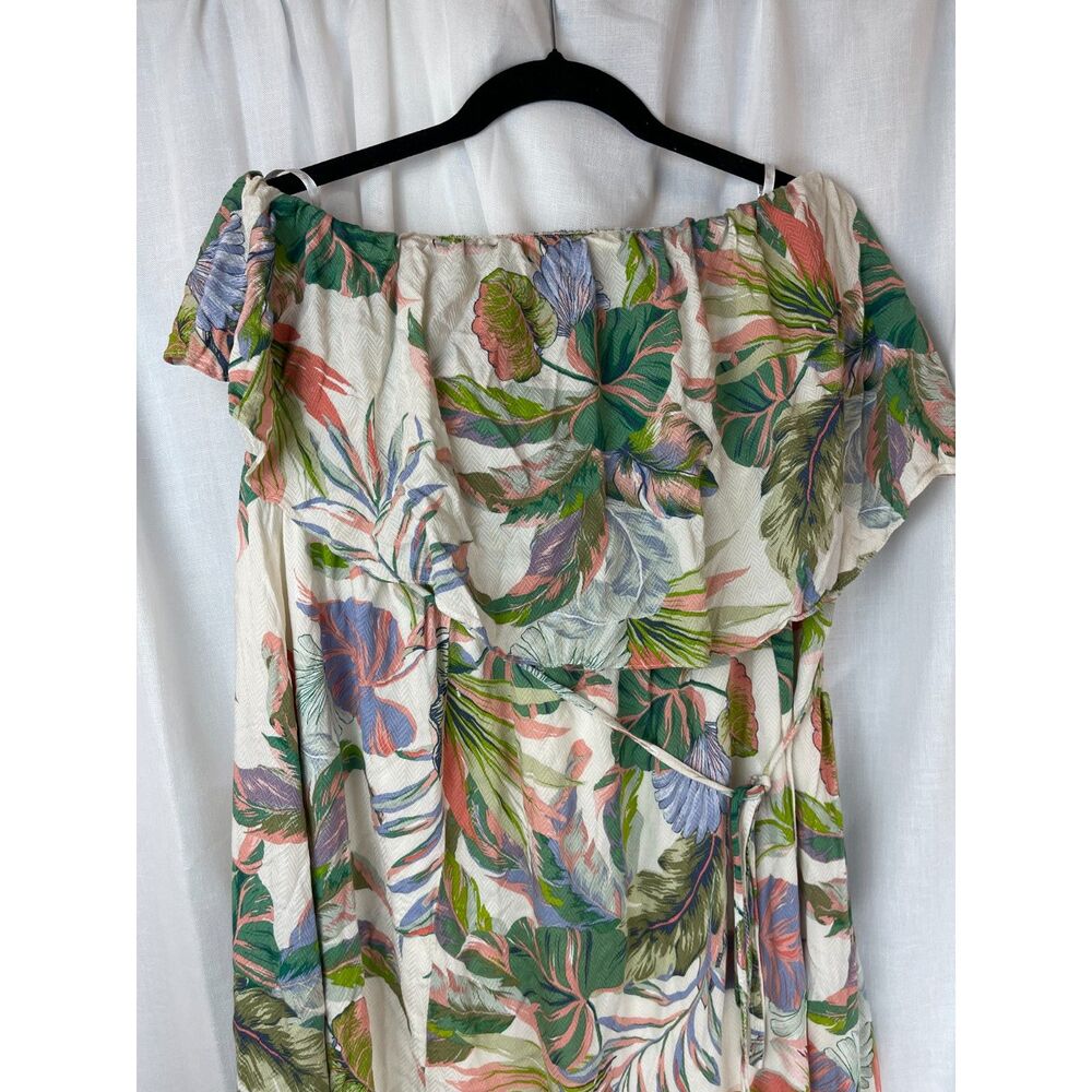 City Chic Tropical Off-Shoulder Maxi Dress - Size M/18 - Picture 2 of 4